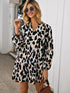 Notched Collar Leopard Print Dress